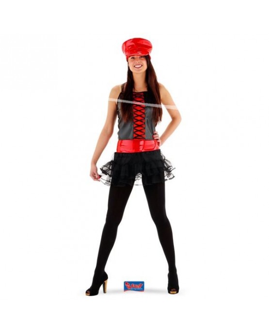 Čierno červený kostým s čiapkou S/M