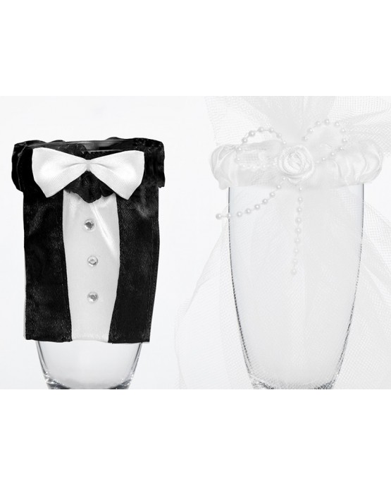 Dekorácia na poháre-ženích a nevesta