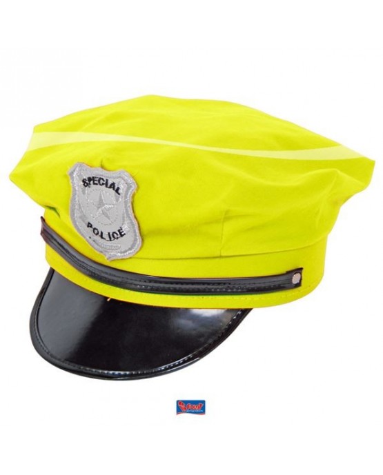 Klobúk polícia žlty neónový