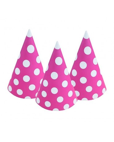 Klobúky tmavoružové -biele bodky 6ks