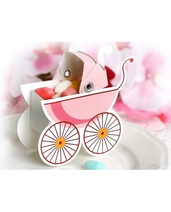 Papierová krabička - ružový kočík 10ks