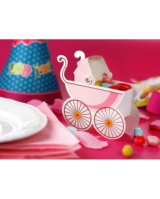 Papierová krabička - ružový kočík 10ks