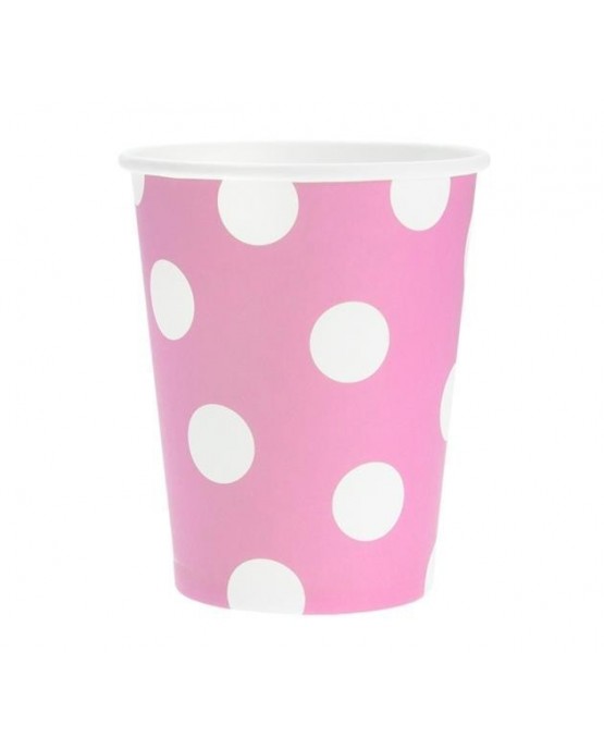 Poháre - bledoružové-biele bodky 270 ml - 6ks