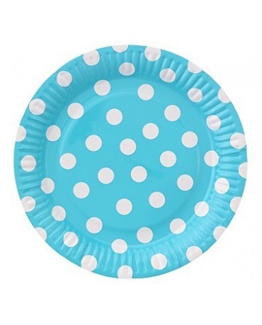 Taniere modré-biele bodky 23cm 6ks