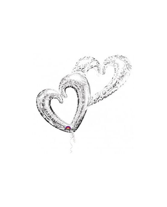 Fól. balón strieborné srdcia 134x91cm 1ks