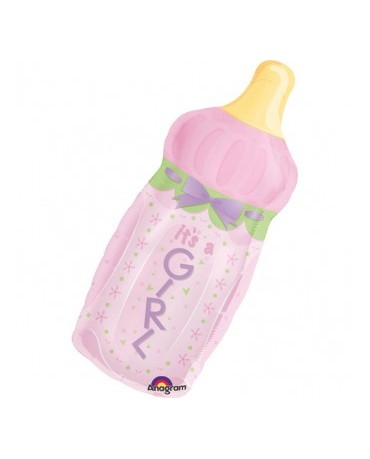 Fóliový balón dojčenská fľaša - ružová 79x33cm