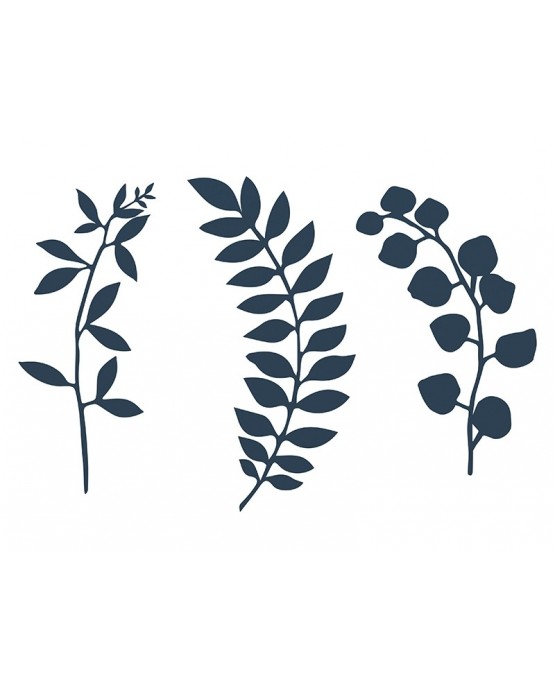 Dekorácie na stôl -vetvičky s lístkami -tmavomodré  9ks