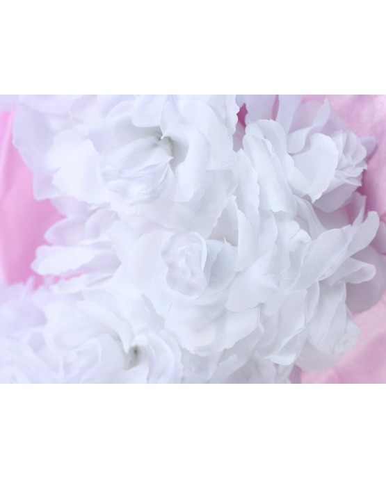 Dekor. biele srdce z ruží 50cm 1ks