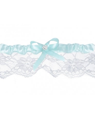 Podväzok pre nevestu -modrý s čipkou 1ks