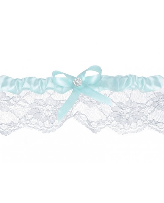 Podväzok pre nevestu -modrý s čipkou 1ks
