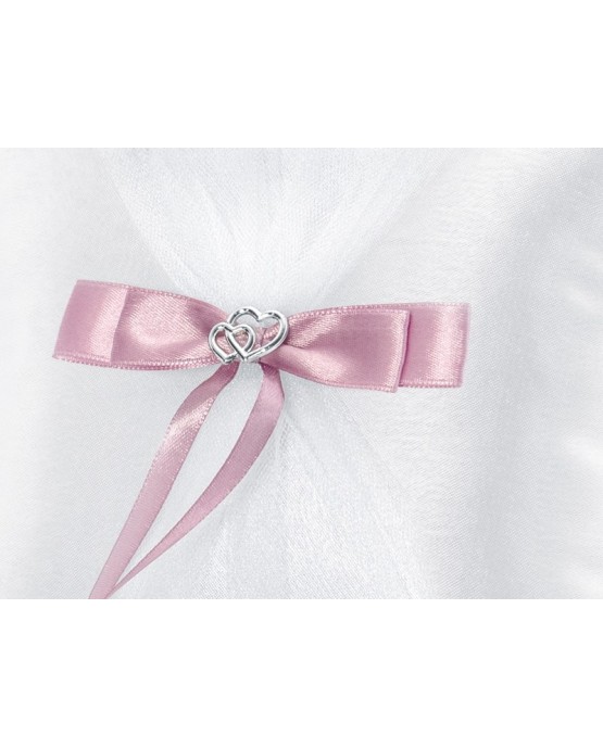 Vankúšik - biely s ružovou mašľou 1ks