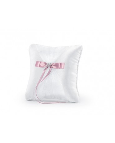Vankúšik - biely s ružovou mašľou 1ks