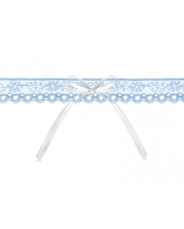 Podväzok pre nevestu -čipkovaný -modrý s mašľou 1ks