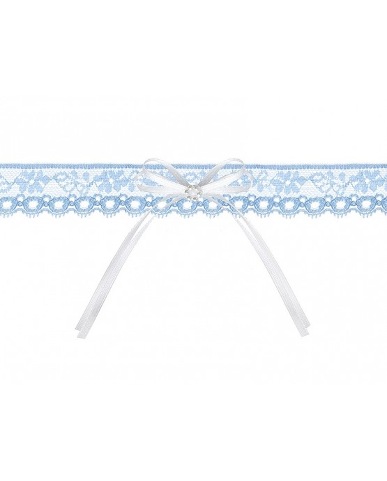 Podväzok pre nevestu -čipkovaný -modrý s mašľou 1ks