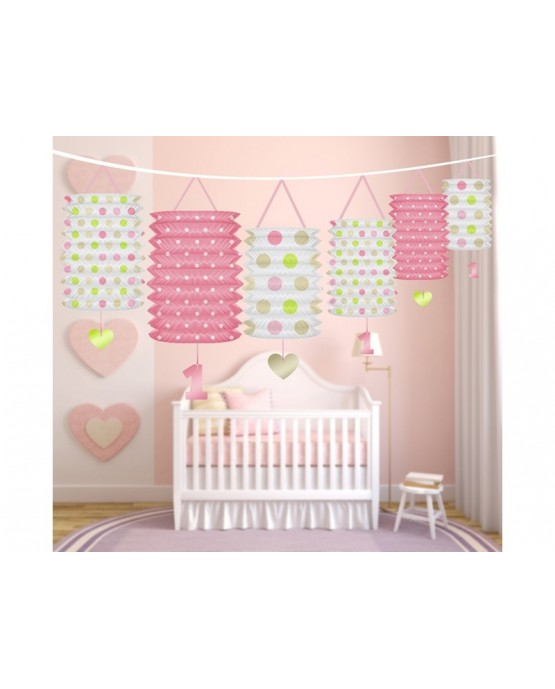 Girlanda - ružové lampióny na 1. narodeniny 3,6m/P185