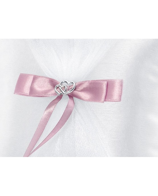 Vankúšik - biely s ružovou mašľou 1ks