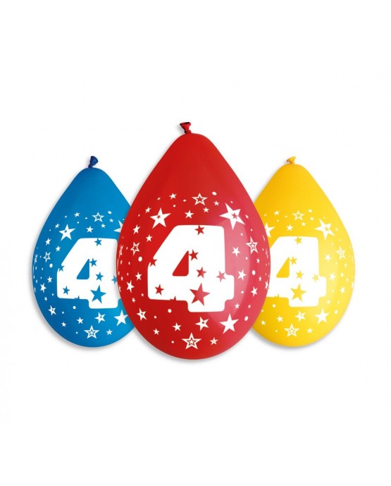 Pastelové balóny číslo 4 visiace 12'' mix 10ks