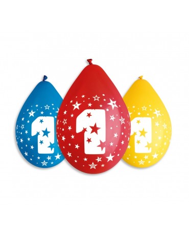 Pastelové balóny číslo 1 visiace 12'' mix 10ks