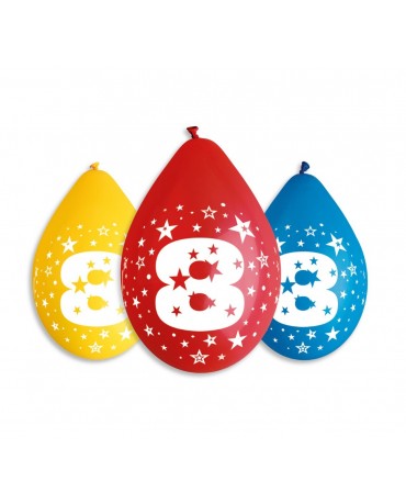 Pastelové balóny číslo 8 visiace 12'' mix 10ks