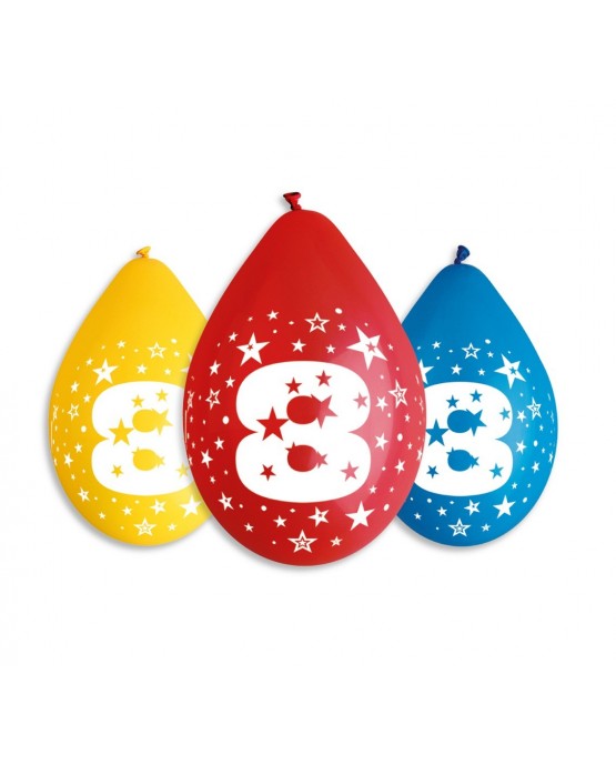 Pastelové balóny číslo 8 visiace 12'' mix 10ks