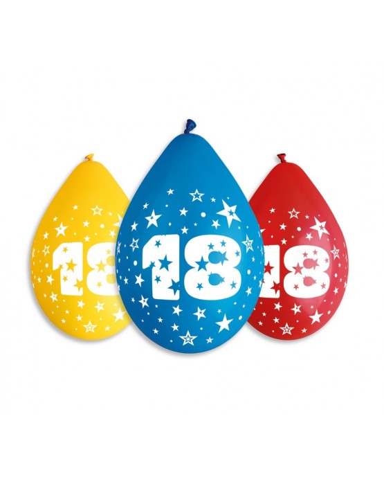 Pastelové balóny číslo 18 visiace 12'' mix 10ks