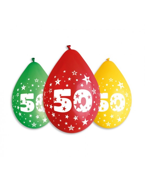 Pastelové balóny čislo 50 visiace 12'' mix 10ks