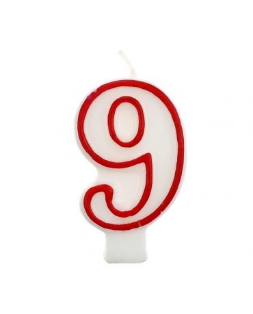 Sviečka číslo 9 - červeno-biela 7cm 1ks