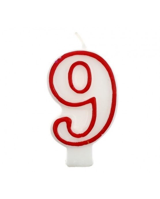 Sviečka číslo 9 - červeno-biela 7cm 1ks