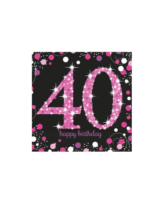 Servítky 40. narodeniny- ružové 33cm 16ks