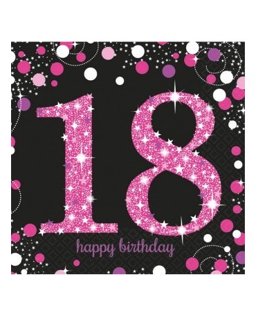 Servítky 18. narodeniny- ružové 33cm 16ks