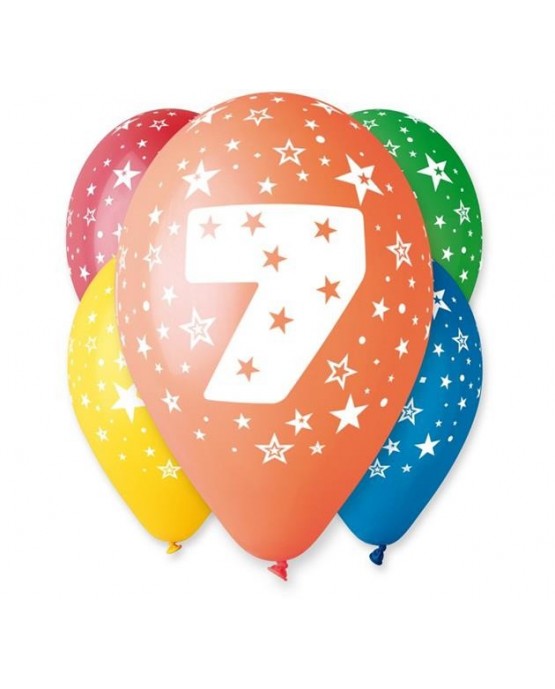 Latexové balóny číslo 7-hviezdy 30cm 10ks