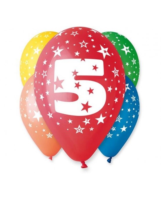 Latexové balóny číslo 5-hviezdy 30cm 10ks