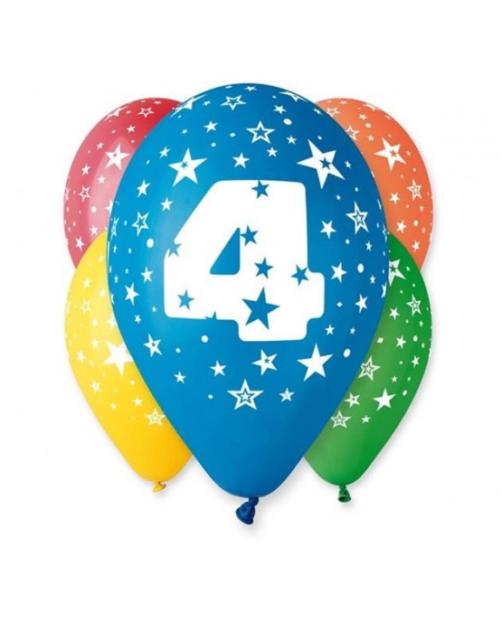 Latexové balóny číslo 4-hviezdy 30cm 10ks