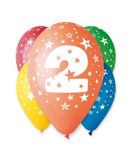 Latexové balóny číslo 2-hviezdy 30cm 10ks