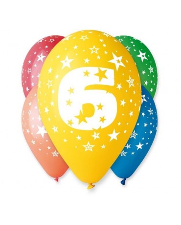 Latexové balóny číslo 6-hviezdy 30cm 10ks