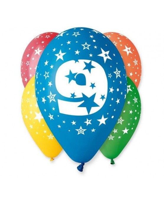 Latexové balóny číslo 9 - hviezdy 30cm 10ks
