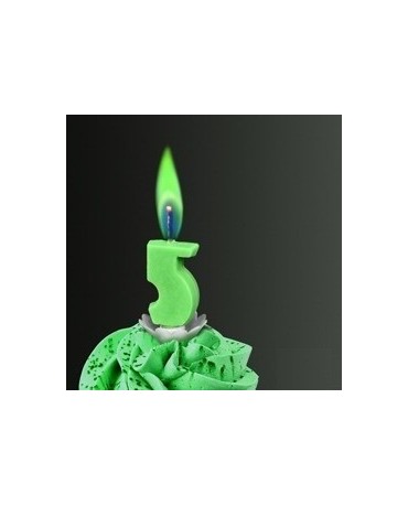 Sviečka - číslo 5 -zelený plameň