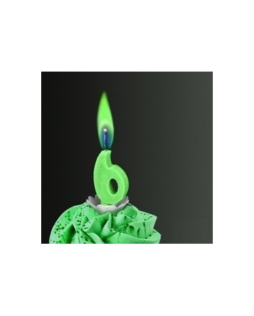 Sviečka - číslo 6 -zelený plameň