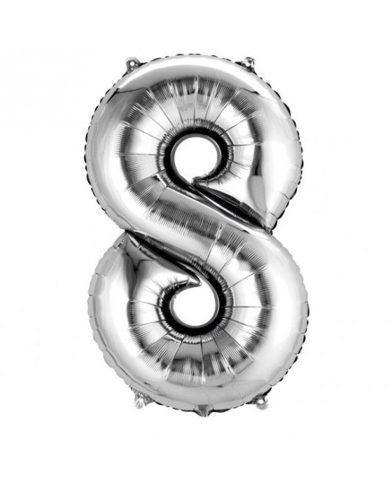Fóliový balón číslo 8-strieborný 53x83cm