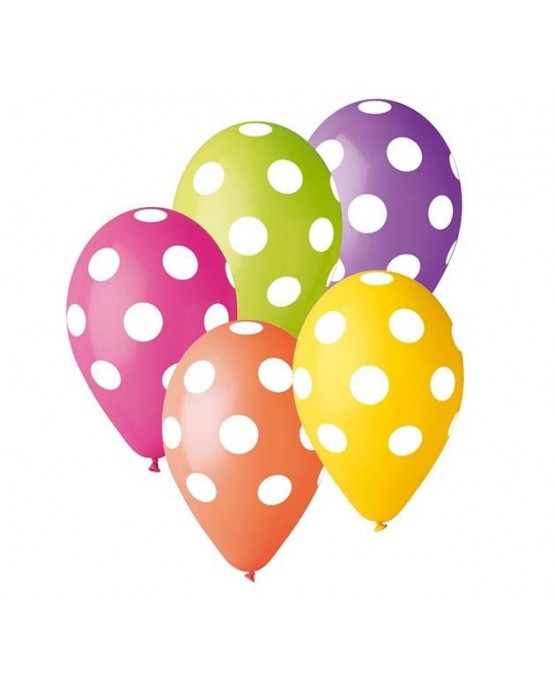 Latexové balóny farebné -biele bodky 30cm10ks