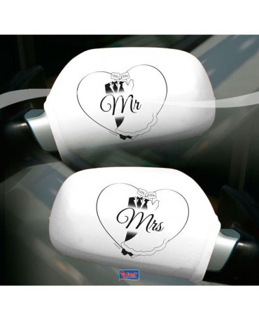Návleky na spätné zrkadlá Mr & Mrs