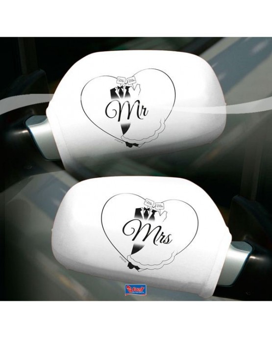Návleky na spätné zrkadlá Mr & Mrs