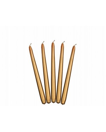 Sviečky - metalické zlaté 24cm 10ks