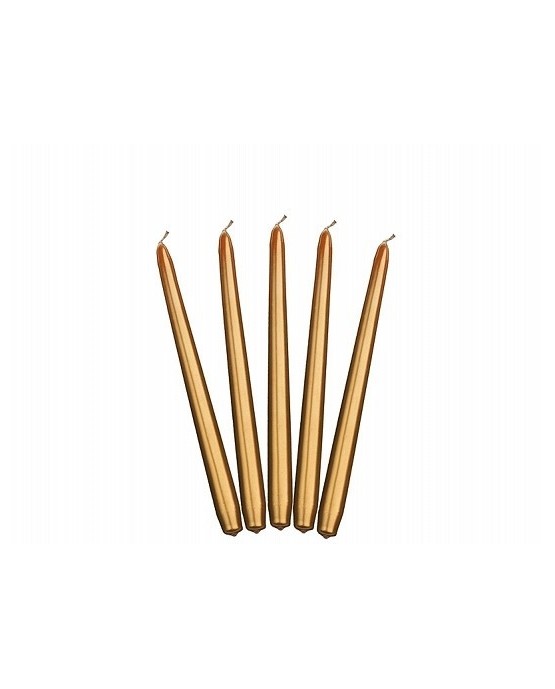 Sviečky - metalické zlaté 24cm 10ks