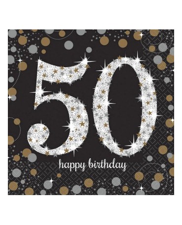 Servítky 50. narodeniny -zlaté 33cm 16ks