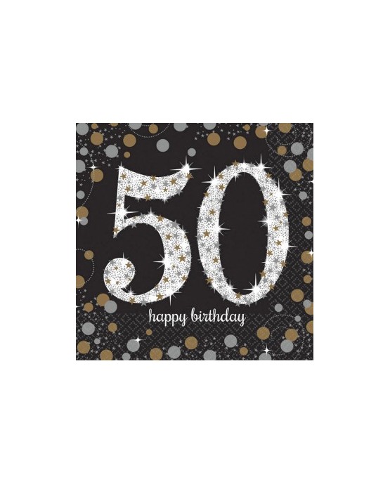Servítky 50. narodeniny -zlaté 33cm 16ks