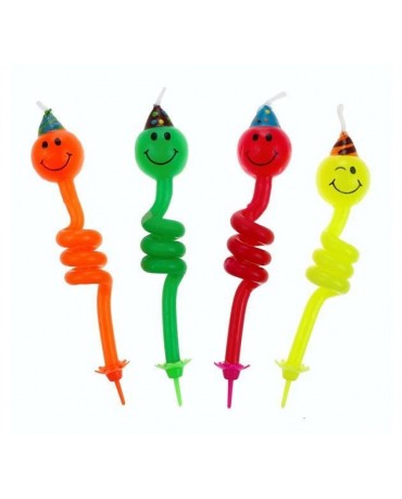 Sviečky - smajlíci- špirále 4ks