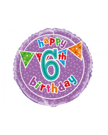 Fóliový balón Birthday- číslo 6- 47cm