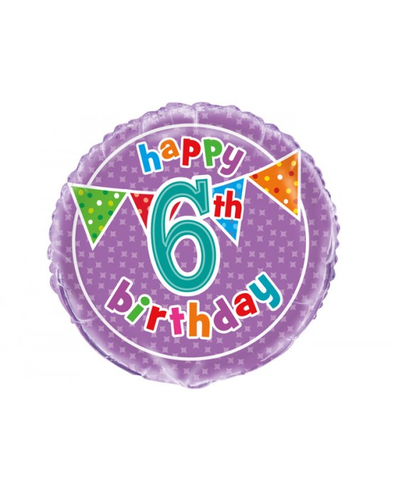 Fóliový balón Birthday- číslo 6- 47cm