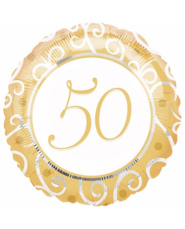 Fóliový balón číslo 50- zlatý